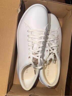 Cole Haan Women's Grand Crosscourt II Sneaker White/Rose Gold Sz 7.5